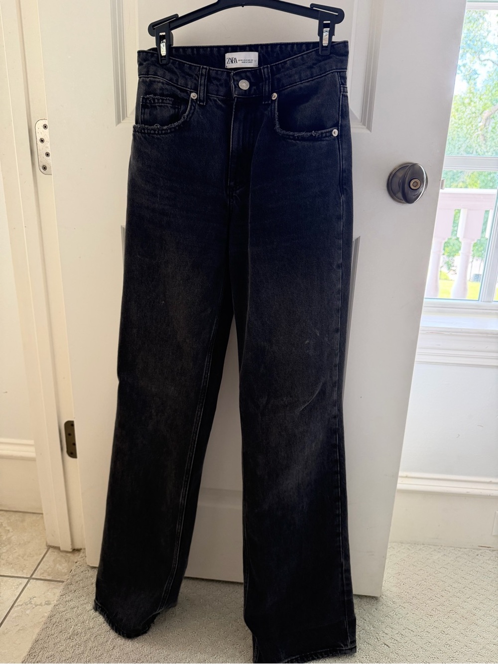 Zara Mid-Rise Washed Black Denim Jeans